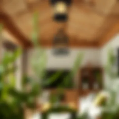 Rustic ceiling design using natural materials