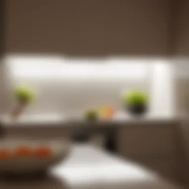 Stylish LED strip lights installed under kitchen cabinets