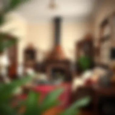 Cozy traditional salon featuring a classic chimney