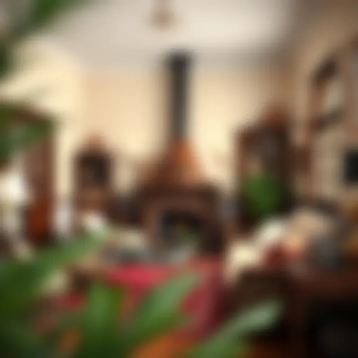 Cozy traditional salon featuring a classic chimney