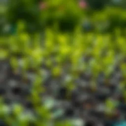 A serene landscape showcasing young saplings being nurtured in a lush green environment