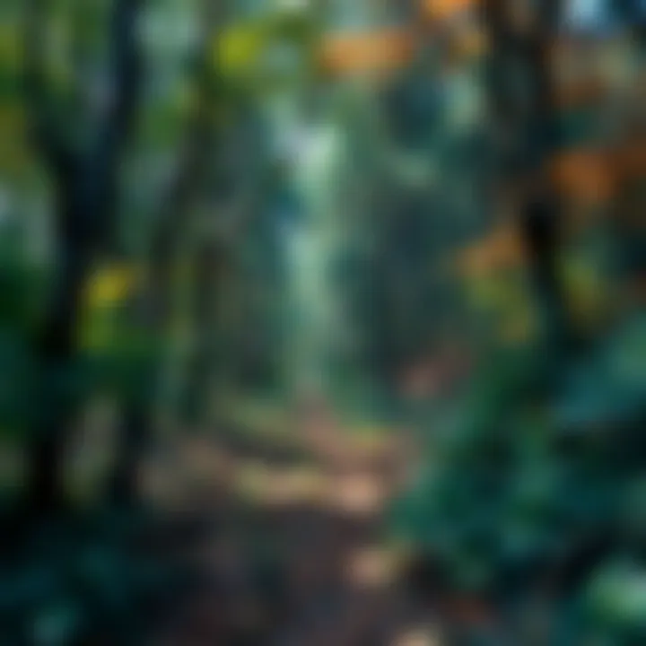 A vibrant forest scene, emphasizing biodiversity and the importance of trees in the ecosystem