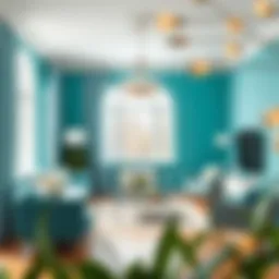 Elegant turquoise interior design with complementary colors