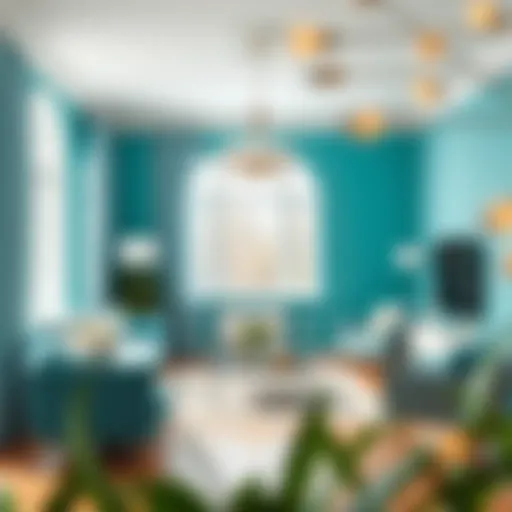Elegant turquoise interior design with complementary colors
