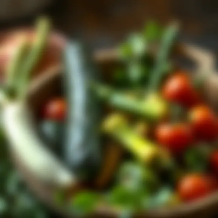 Fresh vegetables prepared for pickling in a bowl