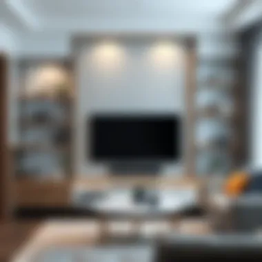 Stylish TV corner design with elegant shelving