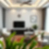 Modern living room with a stylish TV unit