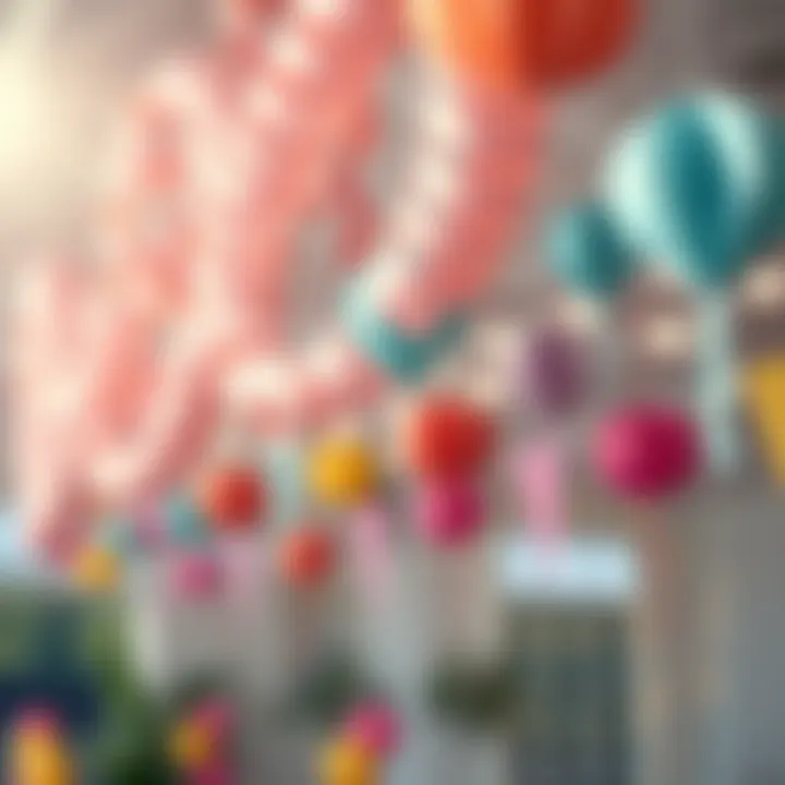 Unique paper garlands hanging at a birthday event