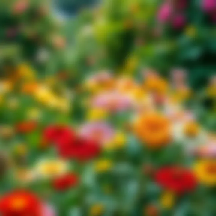 Vibrant garden full of perennial flowers in bloom