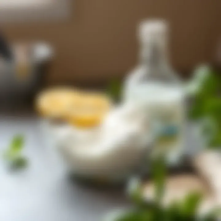 A bowl of vinegar and baking soda for cleaning