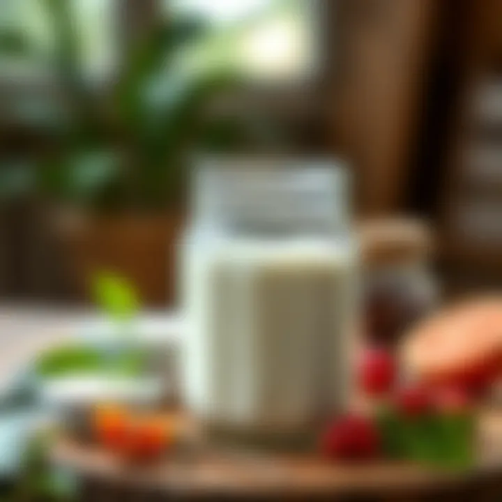 A jar filled with fresh homemade yogurt