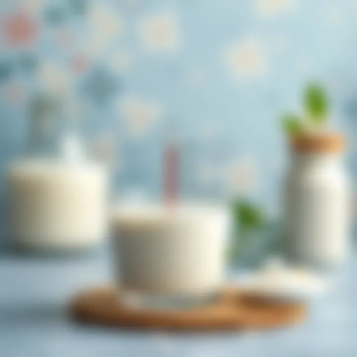 A thermometer measuring the temperature of milk